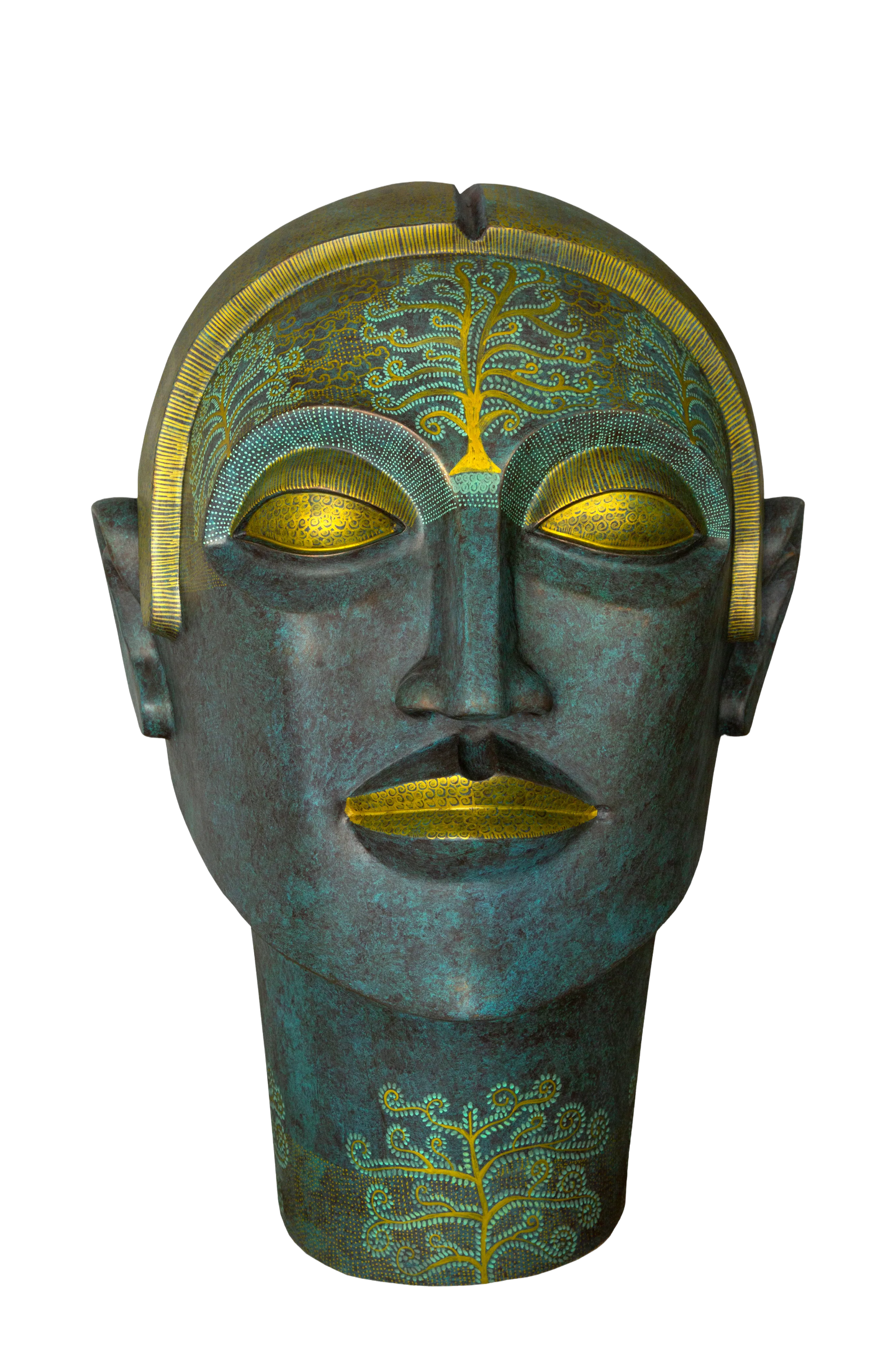 Bronze head sculpture, front view