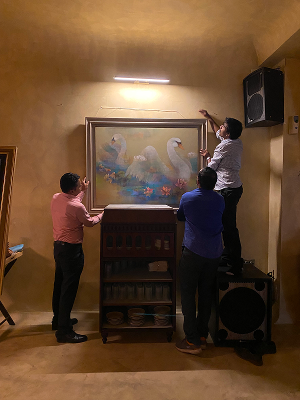 Hanging Bhūmi artwork at the Pune venue