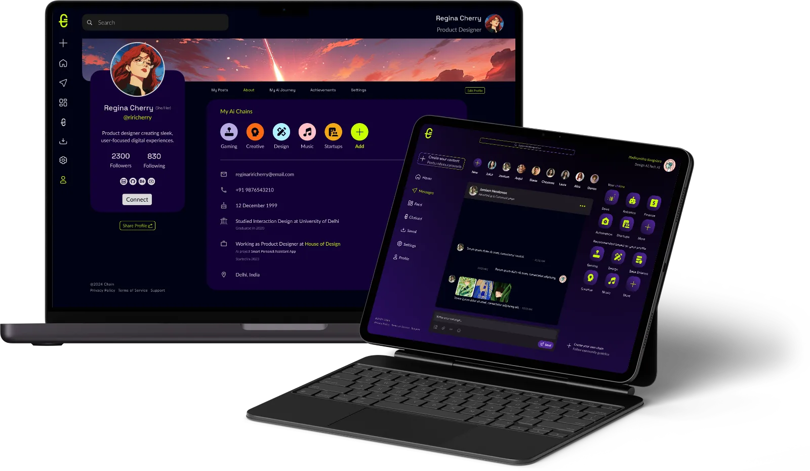 chAIn on laptop and tablet