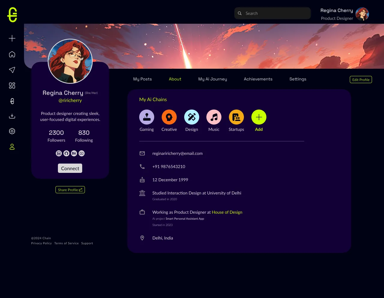 Member profile, About