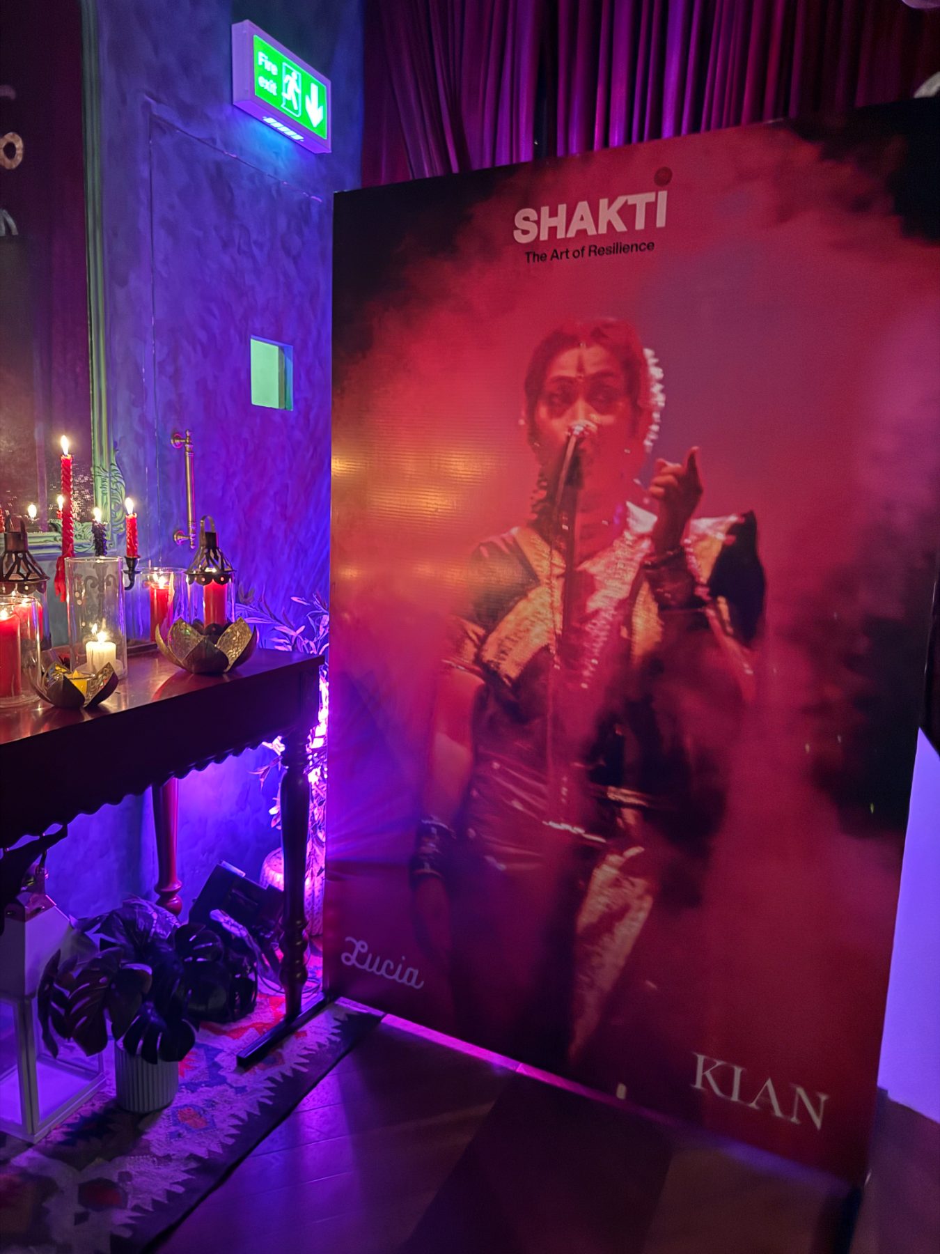 The Shakti standee: a lavani dancer in magenta light, photographed by Padma Shri Sudharak Olwe